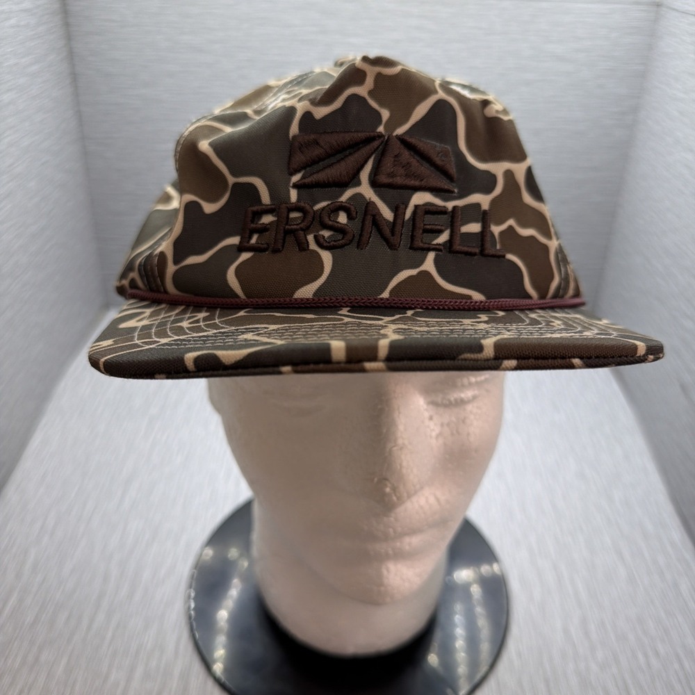 Duck Camo Snapback Hat Rope Cap‎ Brown Embroidered Hunting Vintage 90s Style